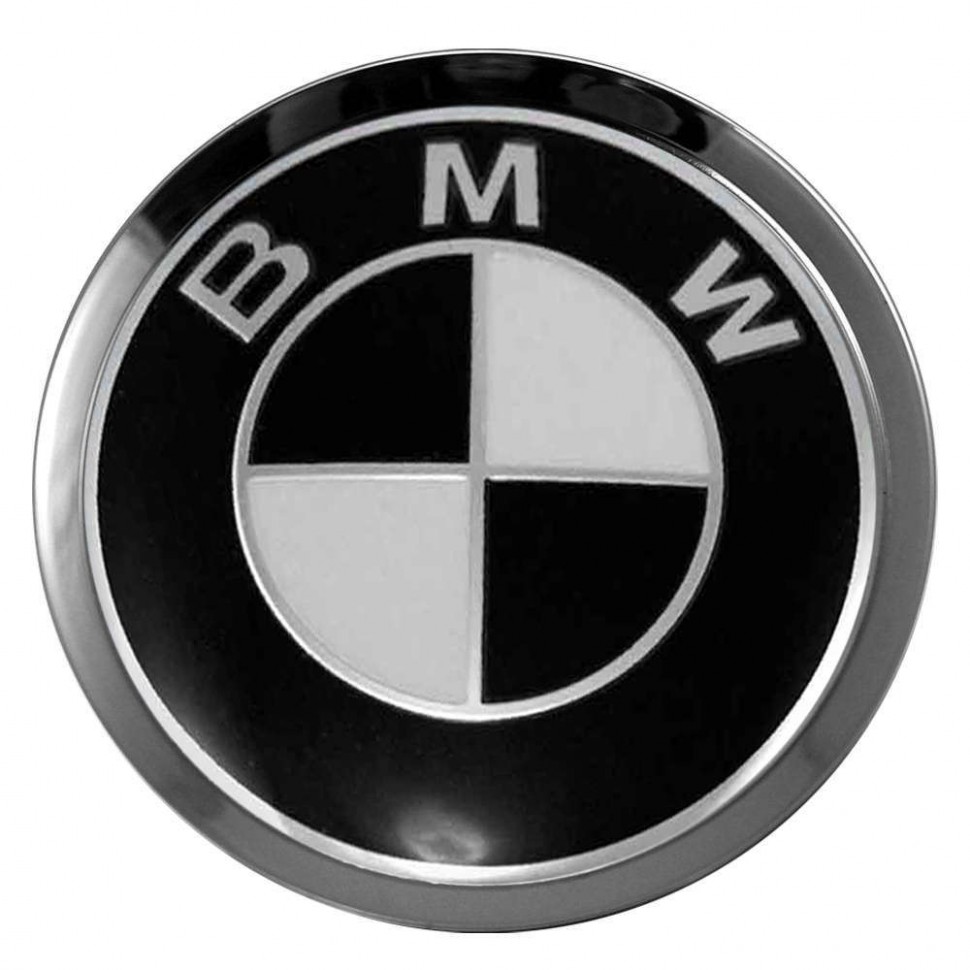 Купить заглушки для диска со стикером BMW (64/60/6) черный/хром в Москве,  продажа в интернет-магазине